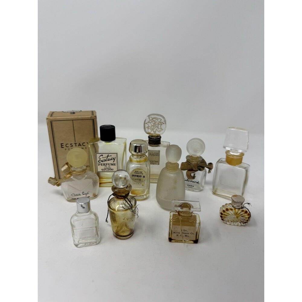 Lot of 11 Vintage Mini Designer Perfume Bottles EMPTY Miniatures Glass France